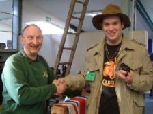 Geoff congratulates our 3000th visitor Alex Smith